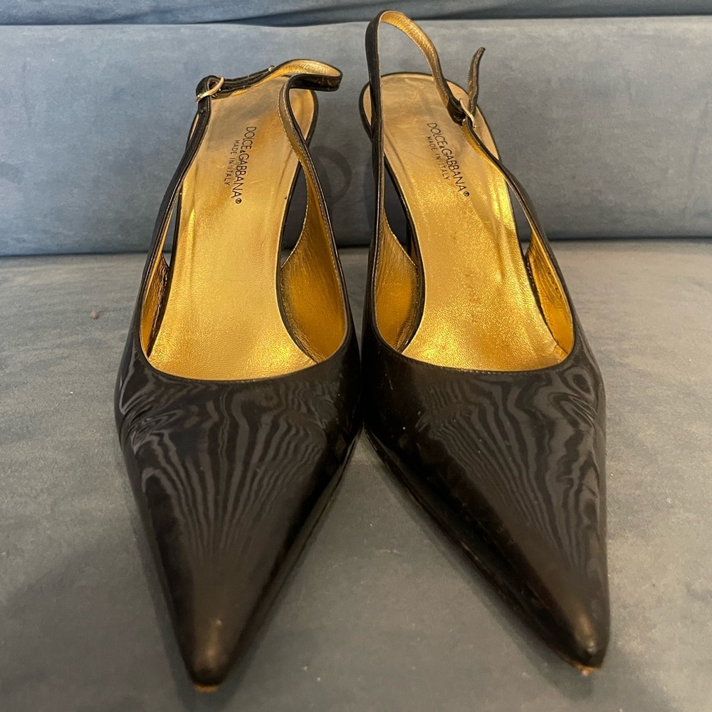 Dolce and Gabbana Slingback Black Patent Leather Pumps